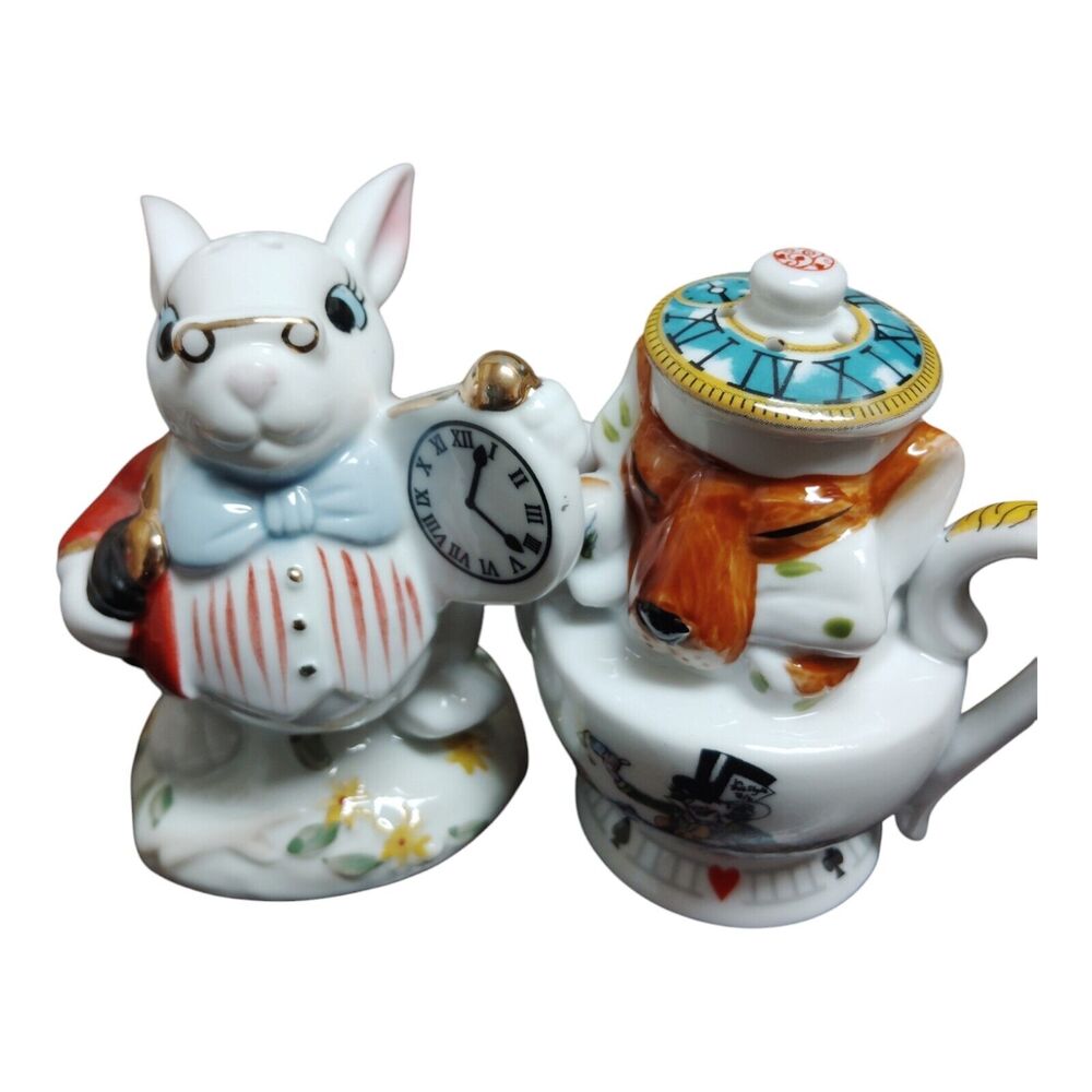 Paul Cardew Design Alice in Wonderland White Rabbit Dormouse Salt Pepper Shakers